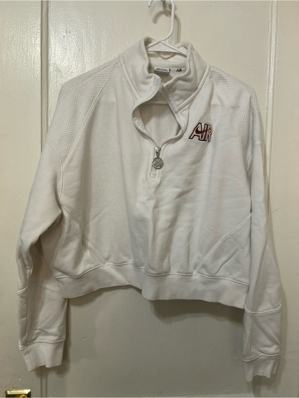 Nike White Half-Zip Pullover with Embroidered AIR Logo